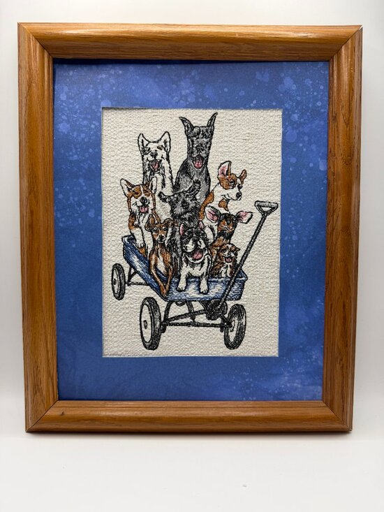 Simply Quilted Other - Homemade Dog Wagon Framed 8X10 Embroidery Art